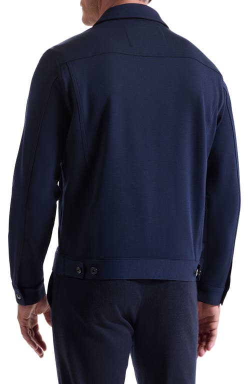 Bugatchi Knit Trucker Jacket In Blue