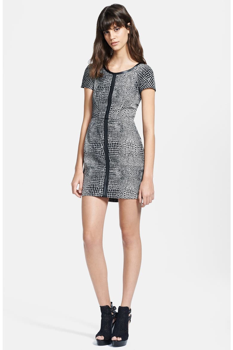 Crocodile Jacquard Dress, Main, color, BLACK