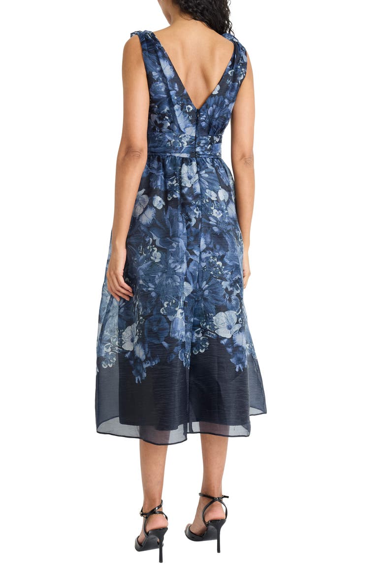 Ruffle V-Neck Organza Cocktail Dress, Alternate, color, NAVY/ MIDNIGHT GREY