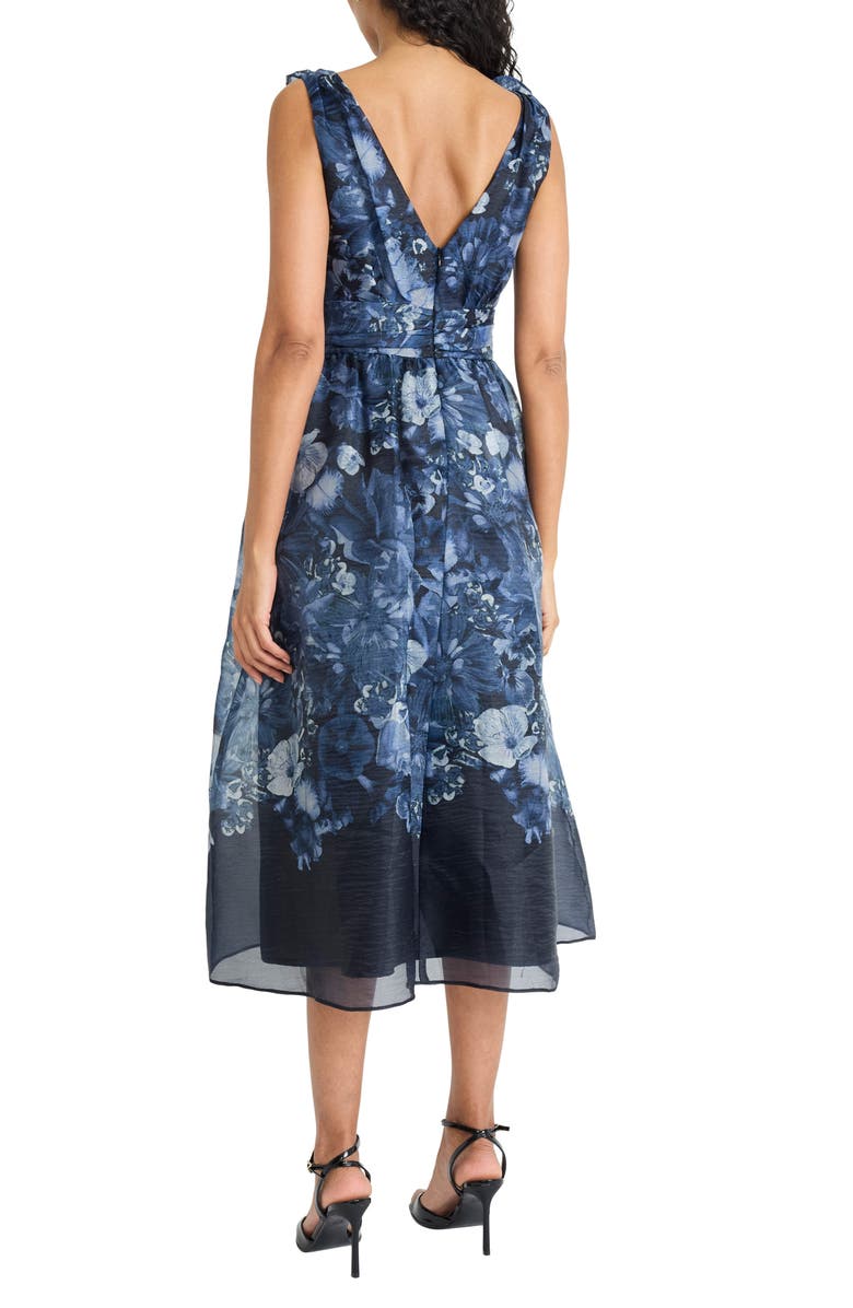 Maggy London Ruffle V-Neck Organza Cocktail Dress, Alternate, color, Navy/ Midnight Grey