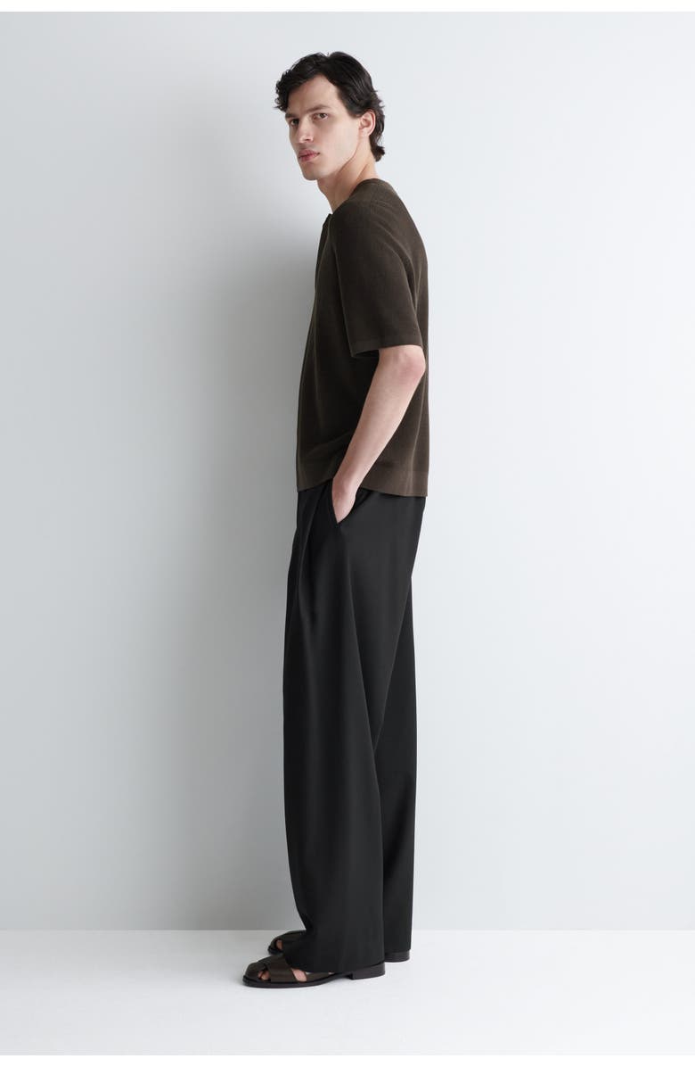 COS Knitted Linen Henley T-shirt, Alternate, color, Dark Brown