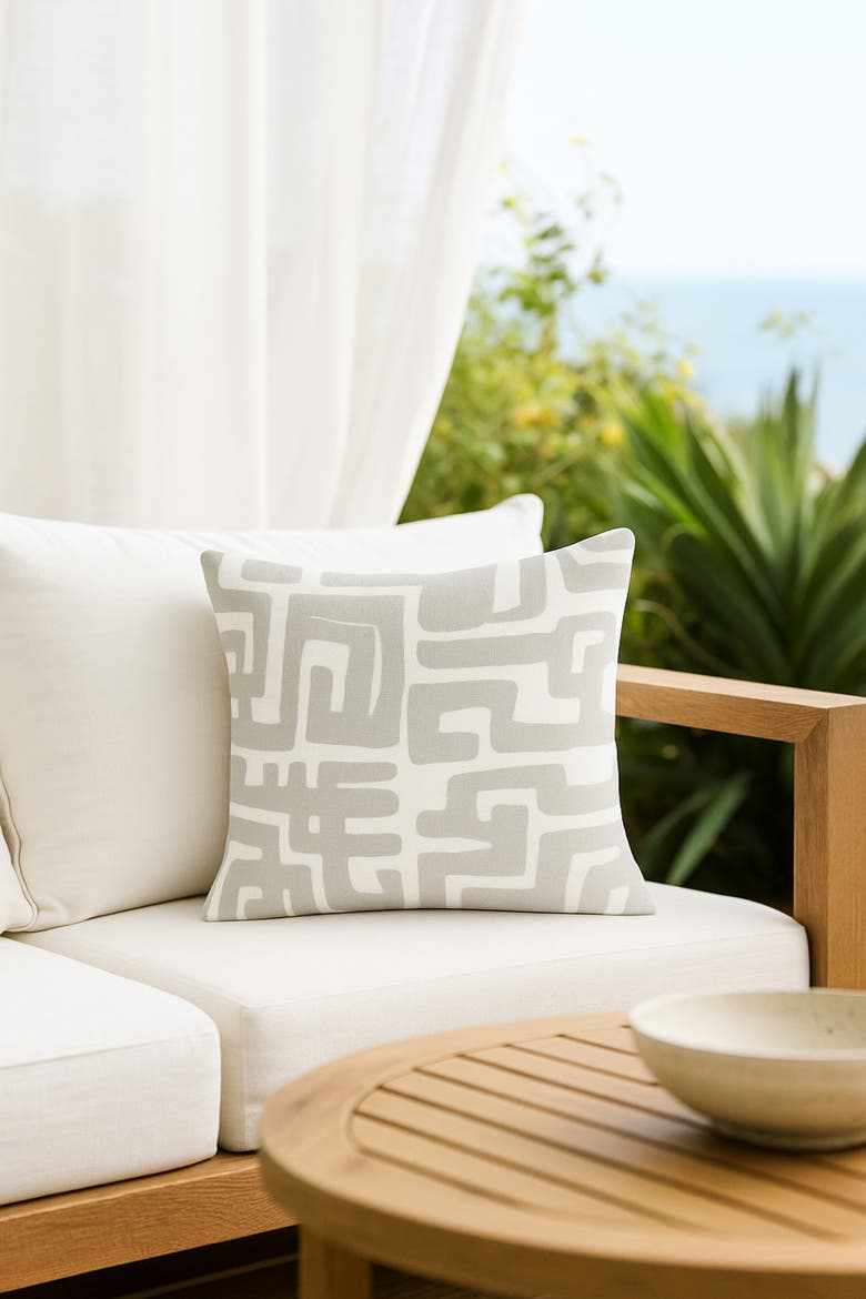 Nomad Maze Pillow, Alternate, color, Light Grey