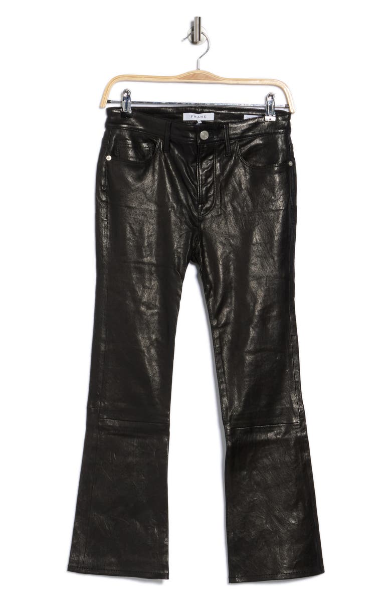 FRAME Le Crop Mini Bootcut Leather Pants, Alternate, color, Washed Black