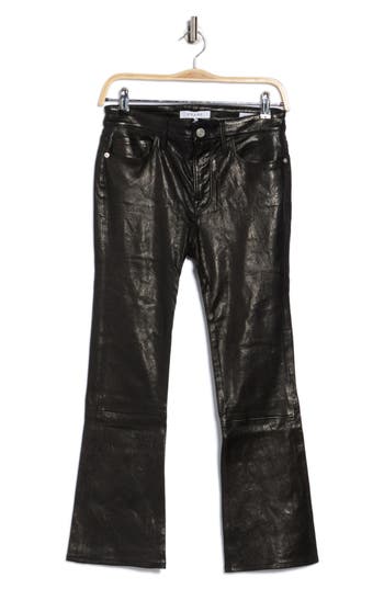 Frame Le Crop Mini Bootcut Leather Pants In Black