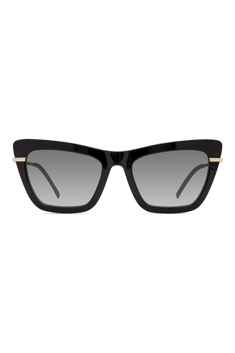 Dena 54mm Polarized Square Sunglasses, Main, color, SHINY BLACK