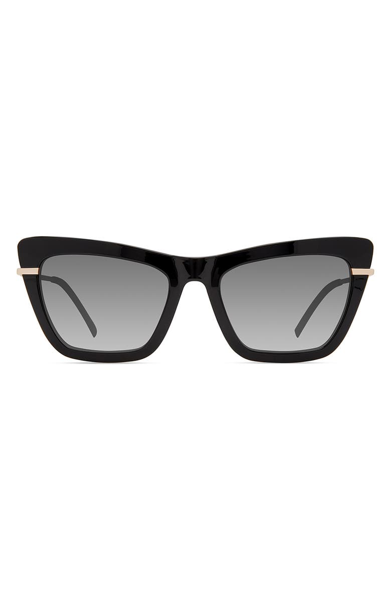Eco Dena 54mm Polarized Square Sunglasses, Main, color, Shiny Black