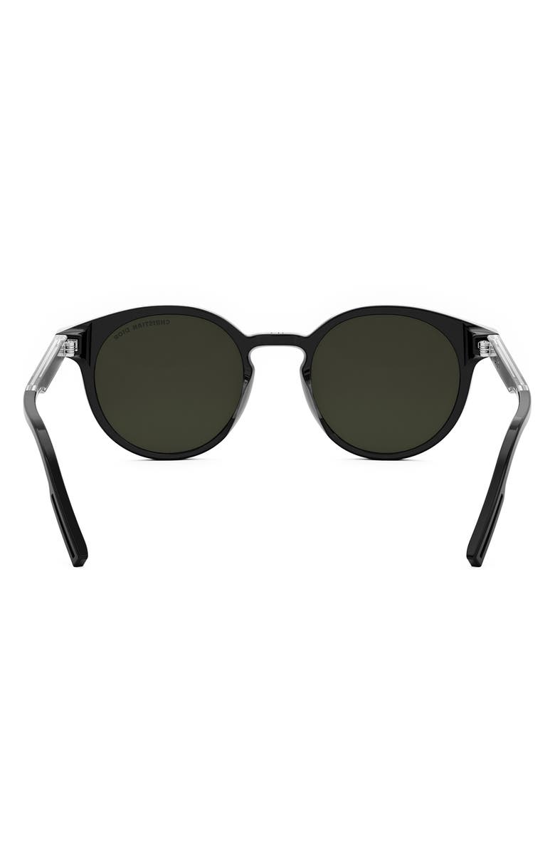 DIOR 'DiorTag R1I 49mm Small Round Sunglasses, Alternate, color, Shiny Black / Green
