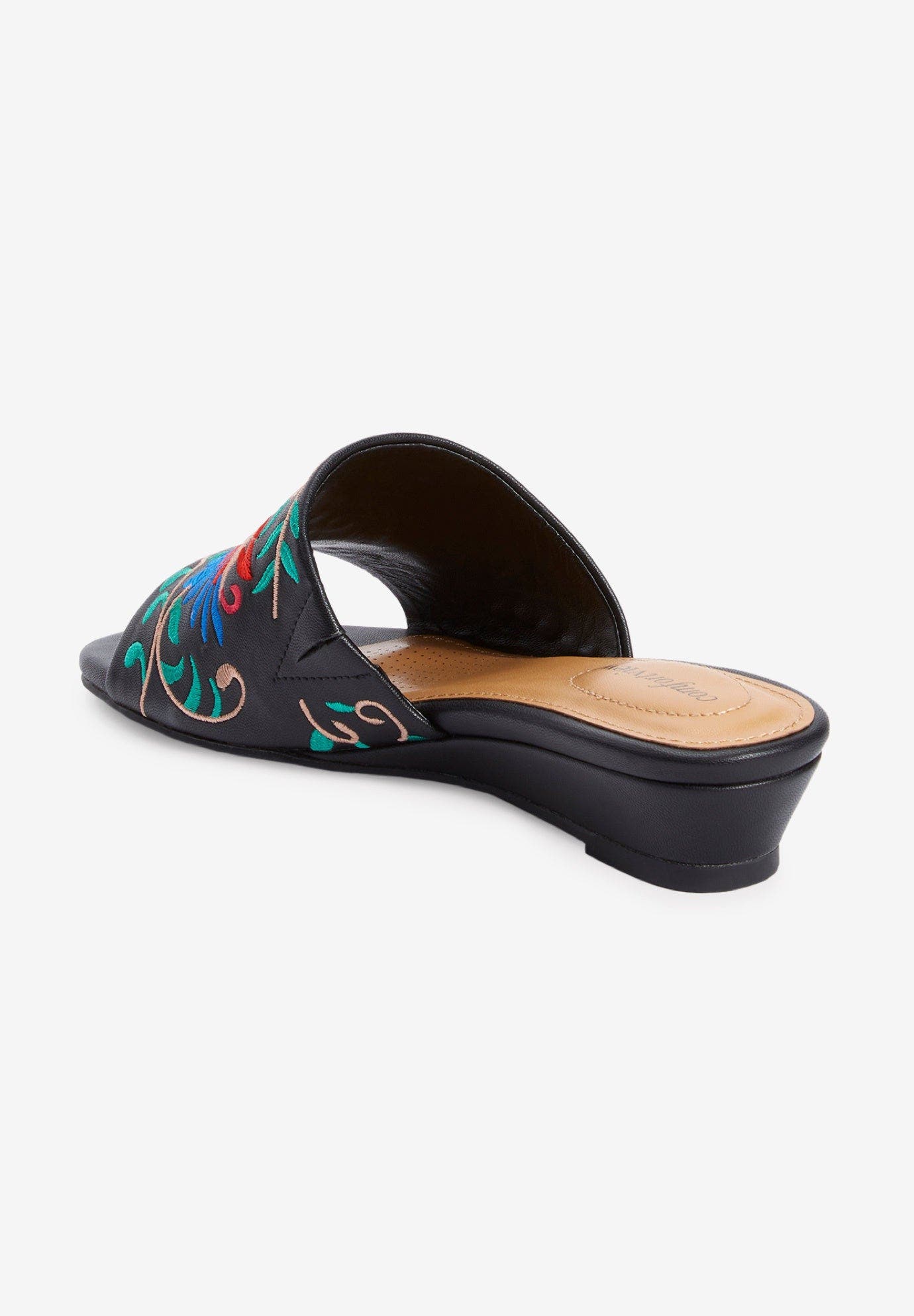 The Capri Slip On Mule, Alternate, color, BLACK EMBROIDERY