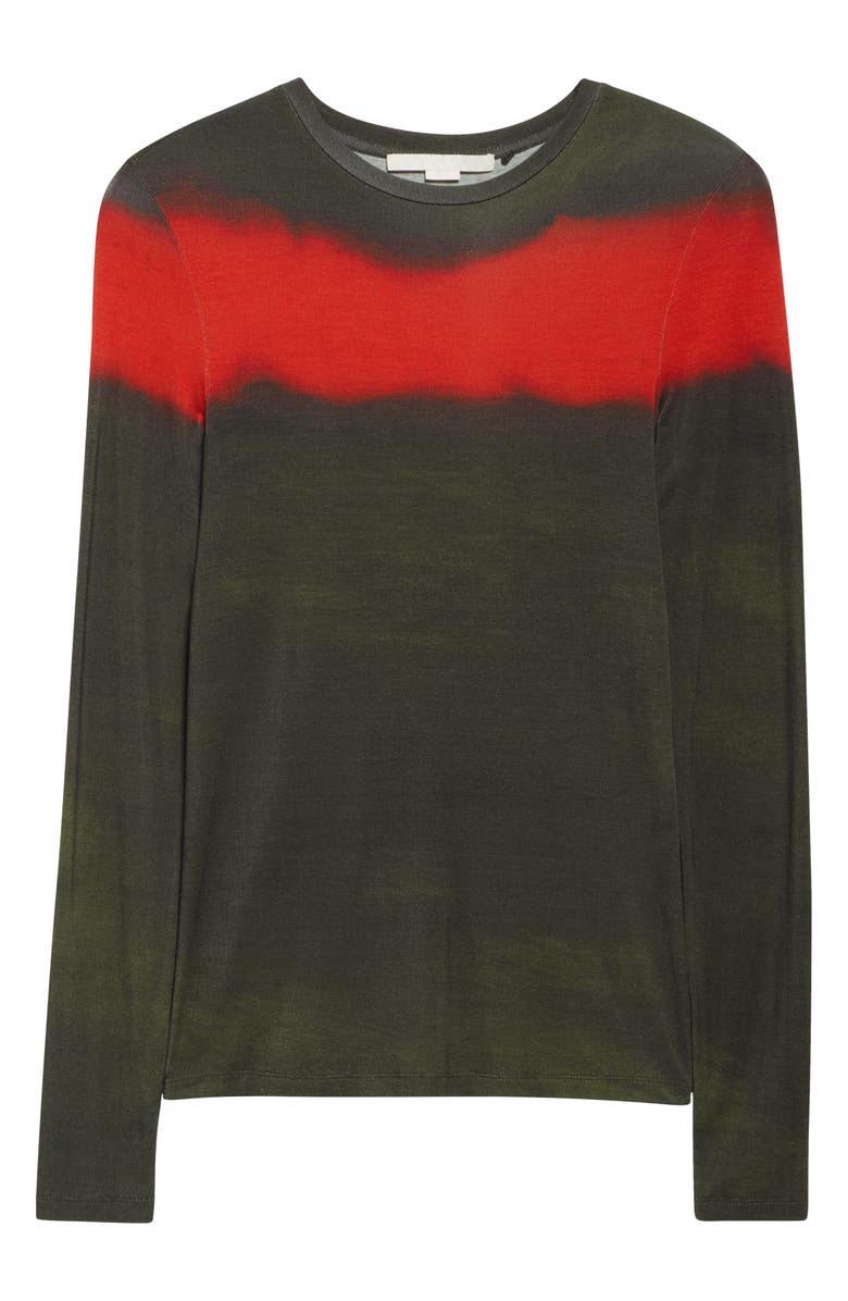 Jason Wu Collection Painted Stripe Long Sleeve Jersey Top, Alternate, color, Dark Fern/ Pink Ginger