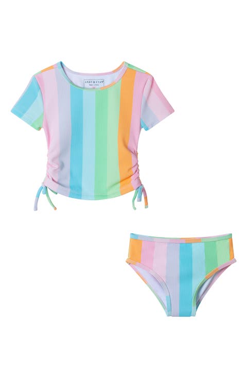 Kids
 Short Sleeve Two-Piece Rashguard Swimsuit (Toddler 
Little Kid)