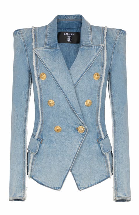 6-Button Tailored Denim Jacket