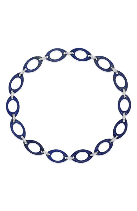 Lapis Lazuli & Diamond Oval Link Necklace