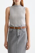 Scotch & Soda Metallic Pointelle Sleeveless Turtleneck Sweater