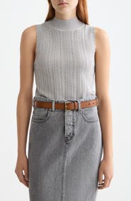 Scotch & Soda Metallic Pointelle Sleeveless Turtleneck Sweater
