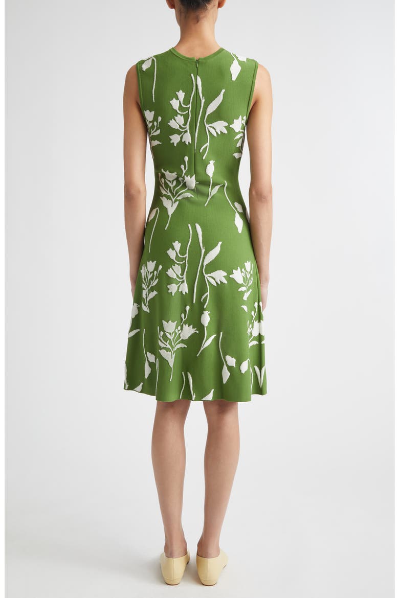 Floral Double Knit Jacquard Sweater Dress, Alternate, color, CACTUS/CREAM
