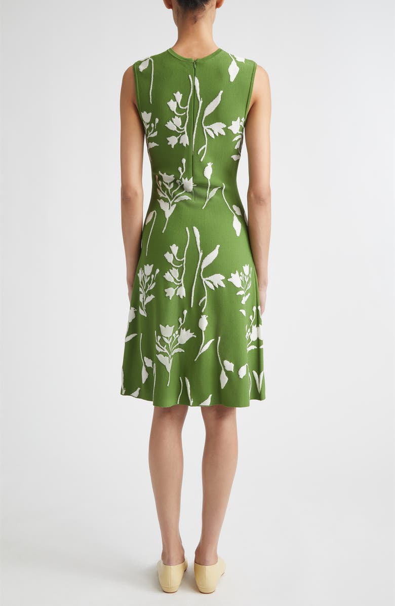 Lela Rose Floral Double Knit Jacquard Sweater Dress, Alternate, color, Cactus/Cream