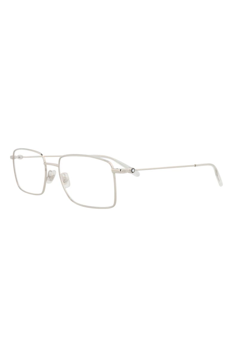 Montblanc 57mm Square Optical Glasses, Alternate, color, Silver Transparent