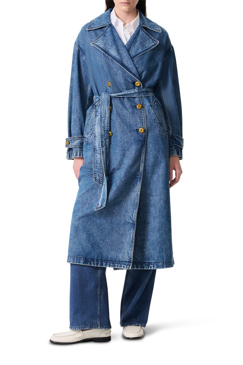 Alora Featherweight Denim Trench Coat, Alternate, color, BEEKMAN