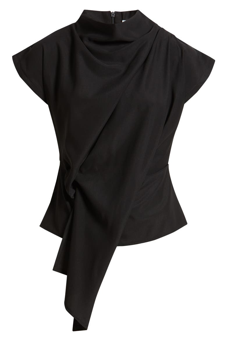 Jade Asymmetric Drape Top, Alternate, color, BLACK