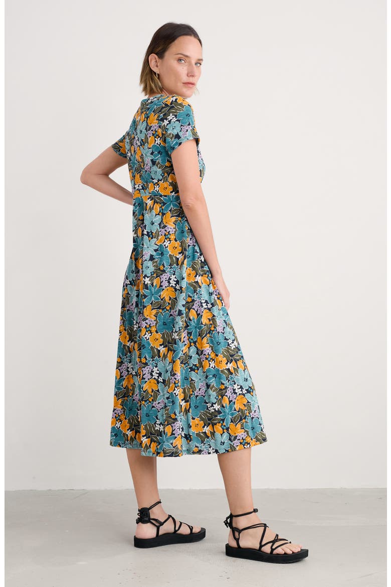 Chapelle Short Sleeve Organic Cotton Midi Dress, Alternate, color, CITRUS FLORAL POSEIDON