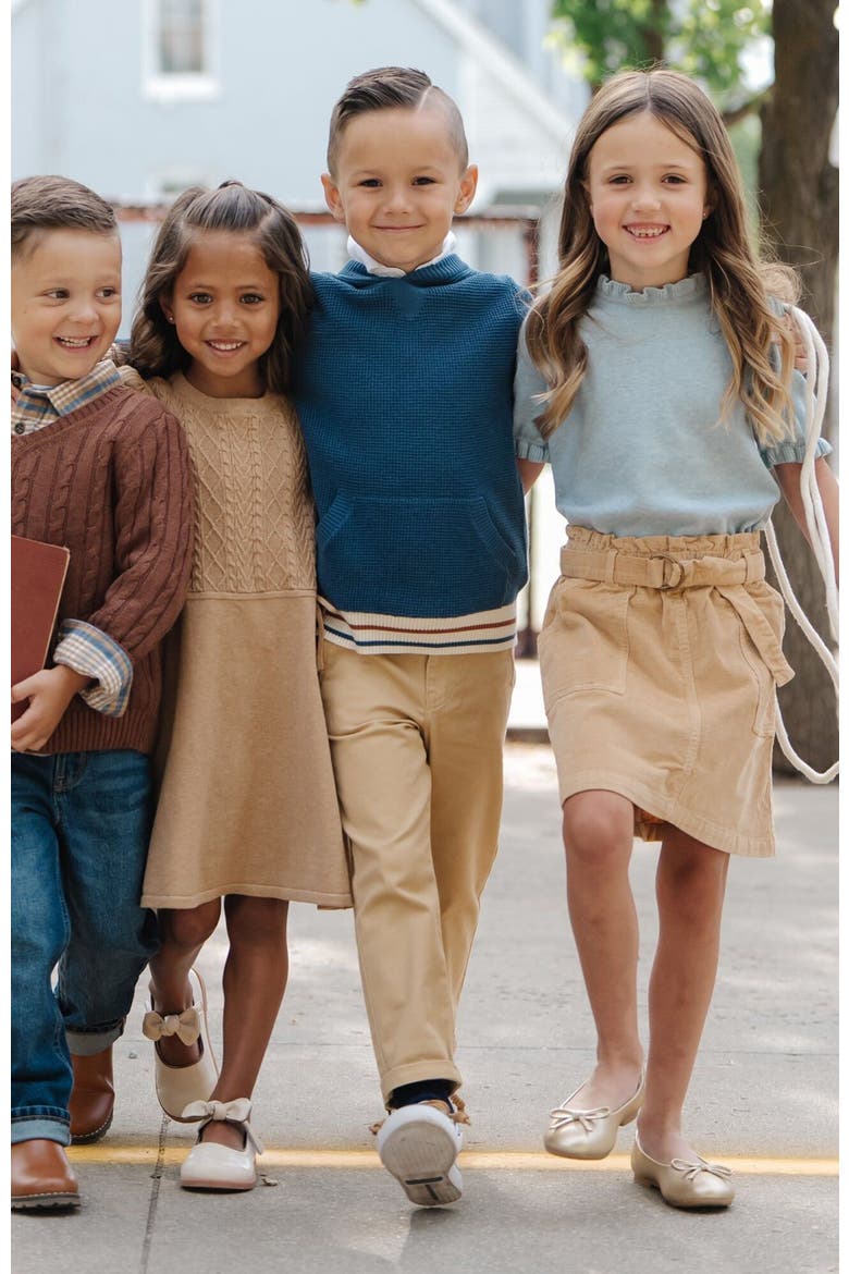 Boys' Organic Fine Gauge Cable V-Neck Sweater, Kids, Alternate, color, Cinnamon Heather Cable