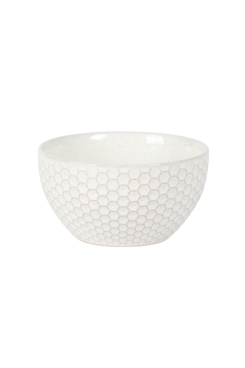 Oyster Tide 12-Piece Embossed Reactive Glaze Stoneware Dinnerware Set, Alternate, color, White