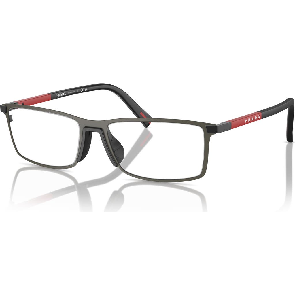 Prada Linea Rossa 55mm Rectangle Optical Glasses In Black