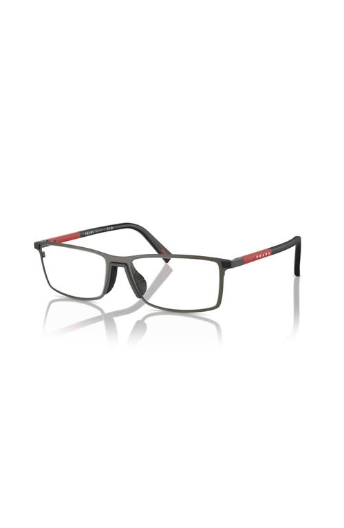 Prada Linea Rossa 53mm Rectangle Optical Glasses In Gray