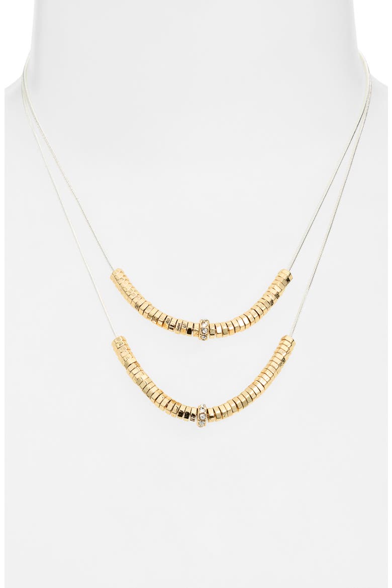 Layered Metal Bead Necklace, Alternate, color, CLEAR- GOLD