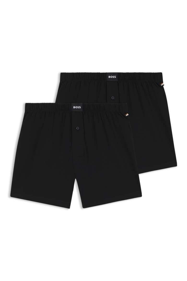 2-Pack Knit Cotton Boxers, Alternate, color, BLACK