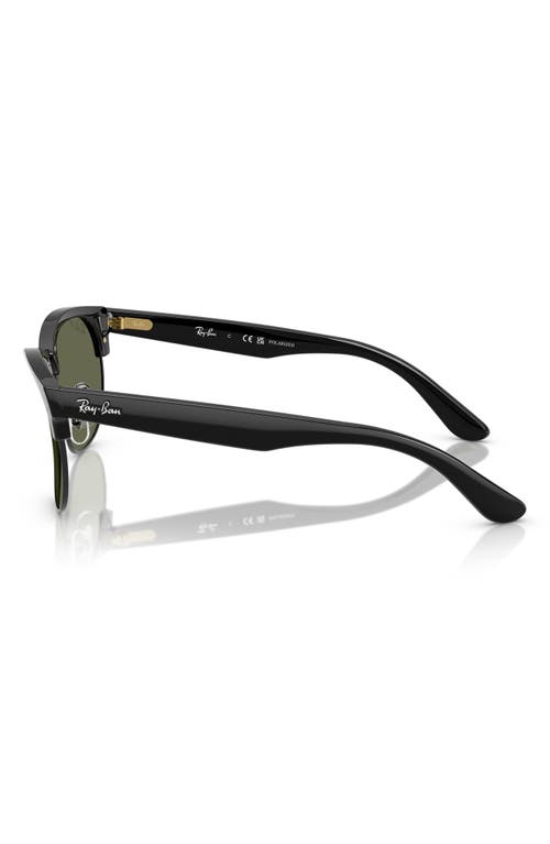 Ray Ban Clubmaster Reverse Sunglasses Black Frame Green Lenses Polarized 54-21 In Black Green
