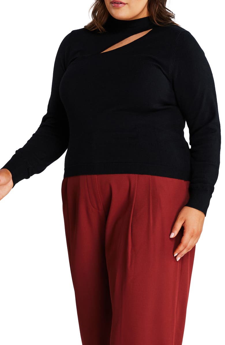 Estelle Asymmetric Cutout Sweater, Alternate, color, Black