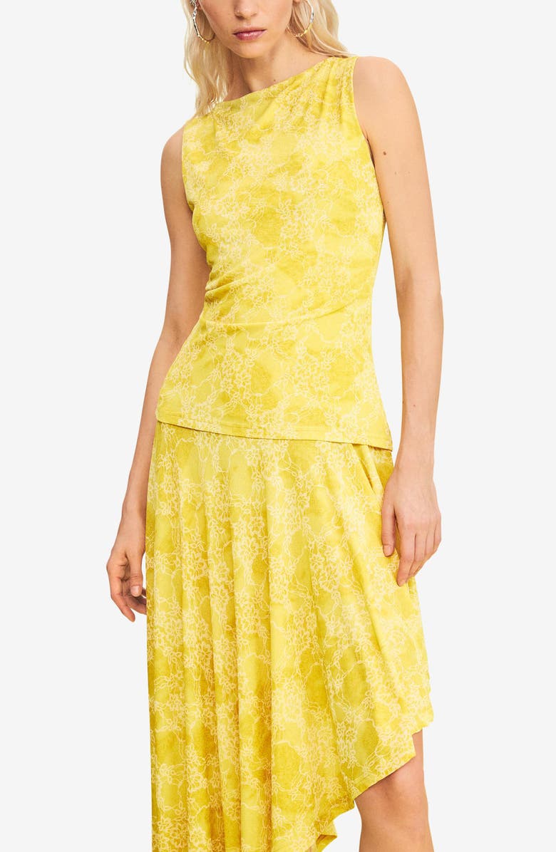 Desigual Floral Sleeveless Asymmetric Hem Dress, Alternate, color, Yellow