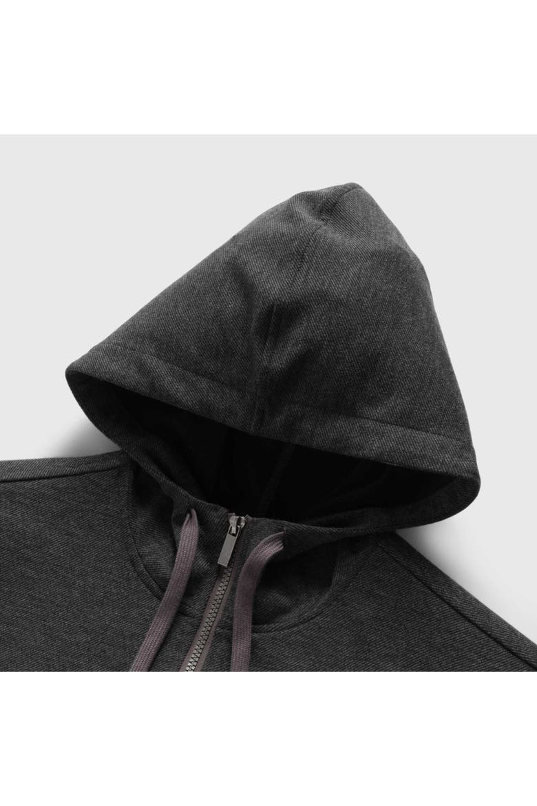Danny Full-Zip Twill Hoodie, Alternate, color, charcoal heather