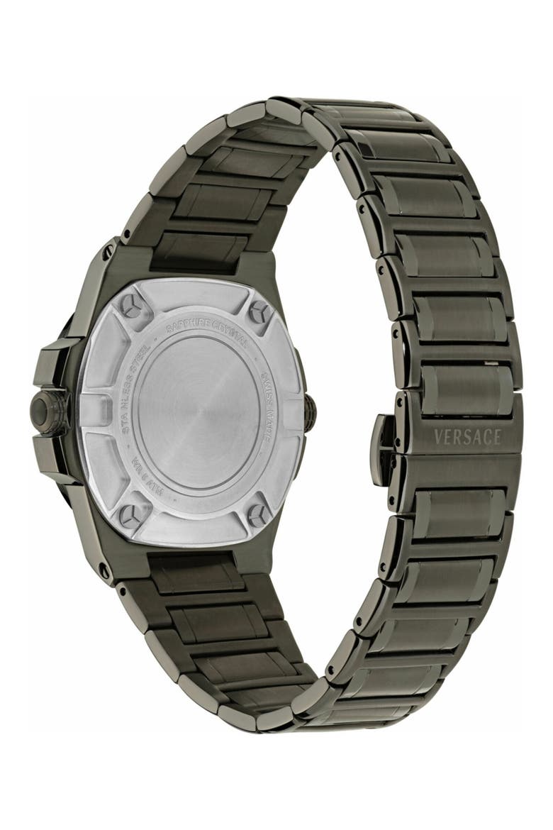 Greca Reaction GMT Bracelet Watch, 44mm, Alternate, color, BLACK/ IP BLACK