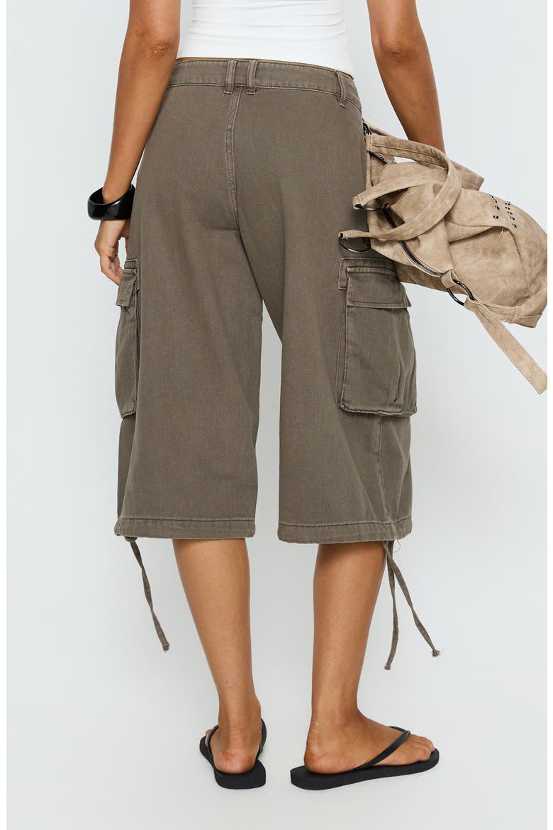 Hudsen Low Rise Longline Denim Cargo Shorts, Alternate, color, KHAKI