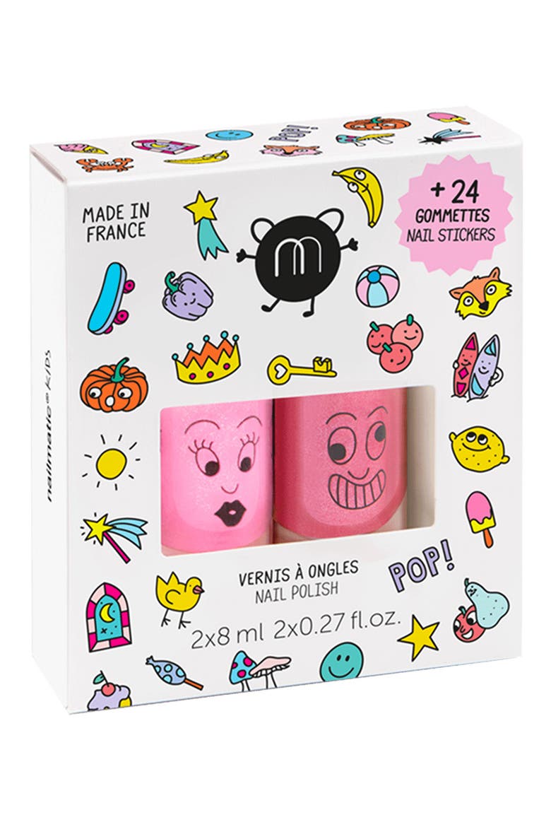 Nail Polish And Nail Sticker Set For Kids, Main, color, PINK