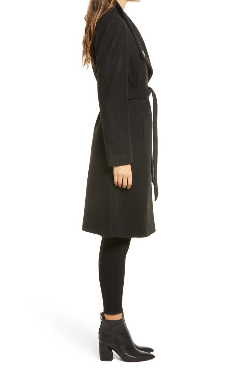 Bernardo Belted Wrap Coat, Alternate, color,