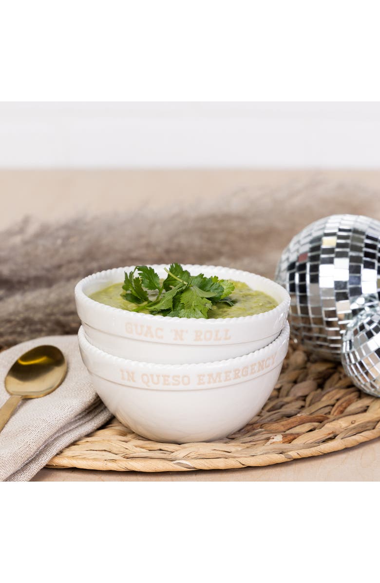 Totalee Gift Queso/Guac Bowls Set of 2 Ceramic White 13.5 oz, Alternate, color, White