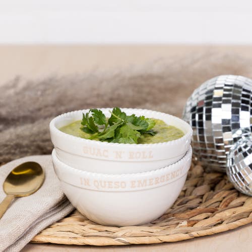 Totalee Gift Queso/guac Bowls Set Of 2 Ceramic White 13.5 oz In White