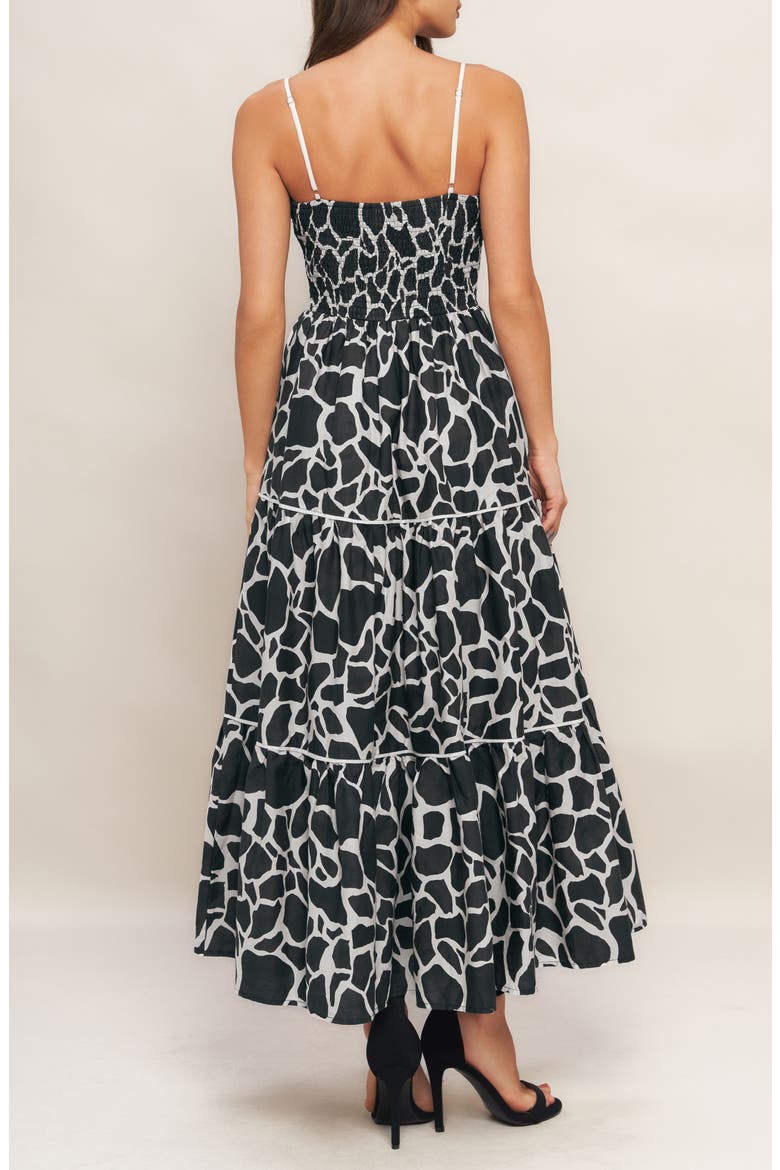 V-Neck Cotton Midi Dress, Alternate, color, IVORY BLACK