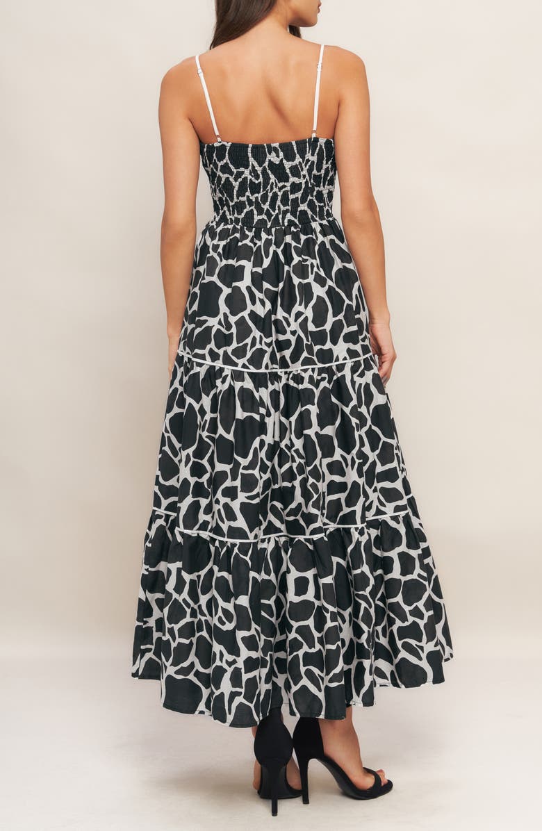 FLYING TOMATO V-Neck Cotton Midi Dress, Alternate, color, Ivory Black