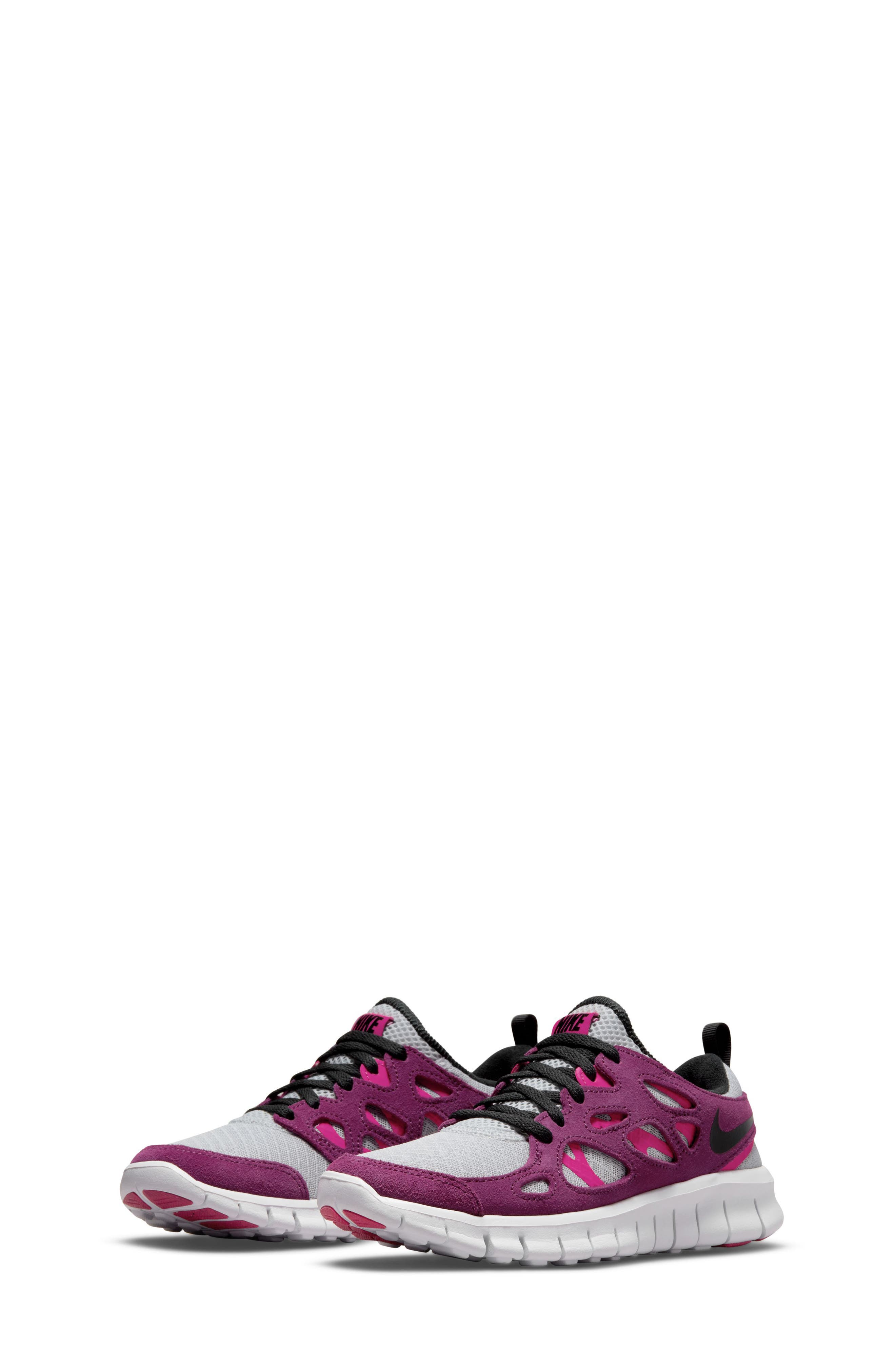 Kids' Free Run 2 Sneaker, Main, color, PLATINUM/ BLACK/ SANGRIA