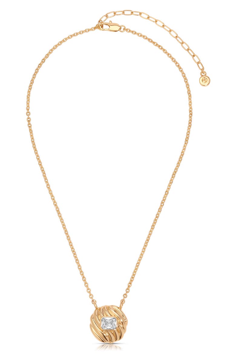 Textured Baguette Disc Necklace, Alternate, color, GOLD