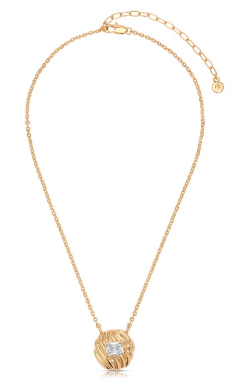 Ettika Textured Baguette Disc Necklace In Gold