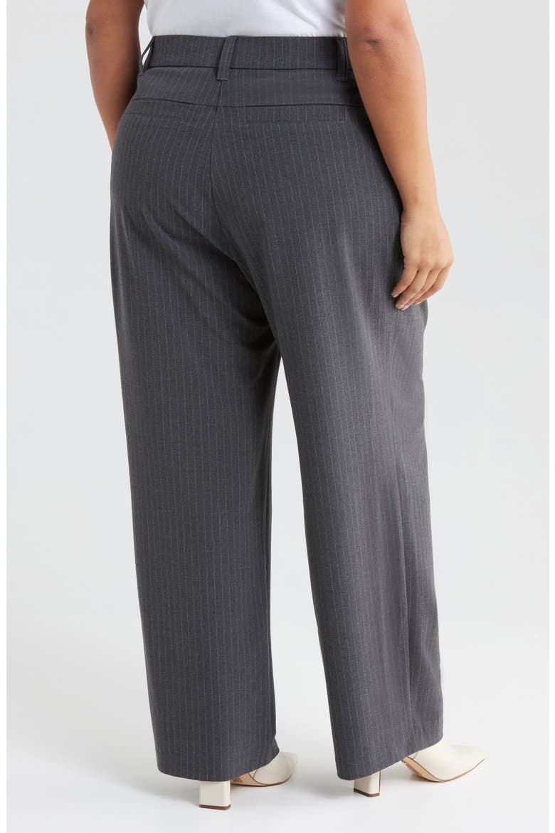 Pinstripe Ultra Skyrise Pleated Wide Leg Pants, Alternate, color, STEEL GREY WHITE