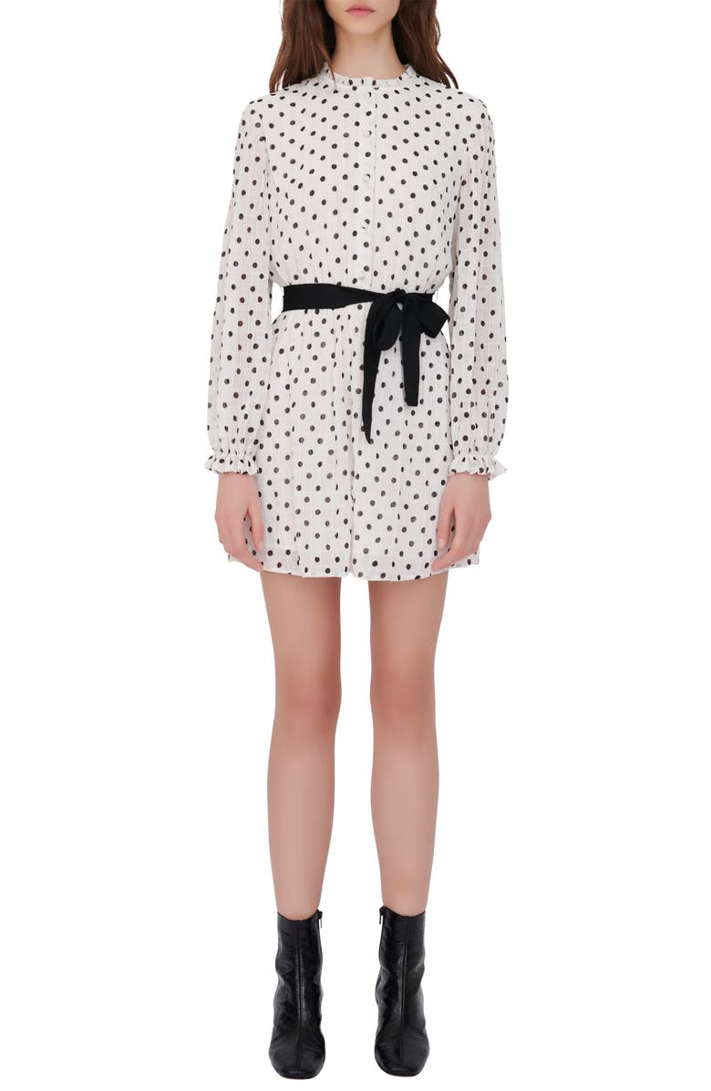 maje Polka Dot Long Sleeve Dress, Main, color,