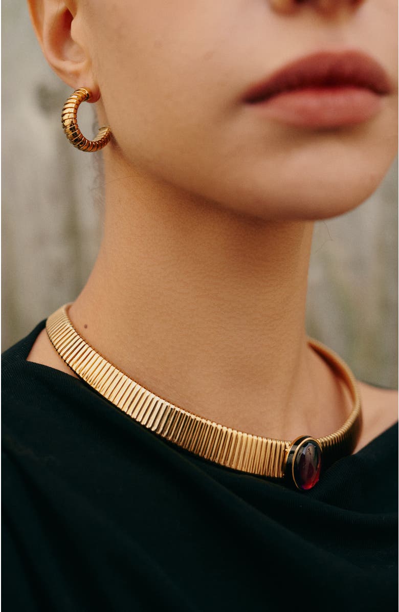 RETRO CHIC Gladiator Necklace, Alternate, color, Gold & Red