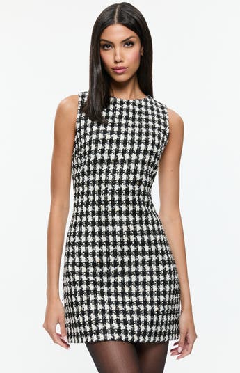 Clyde Houndstooth Tweed Sheath Dress