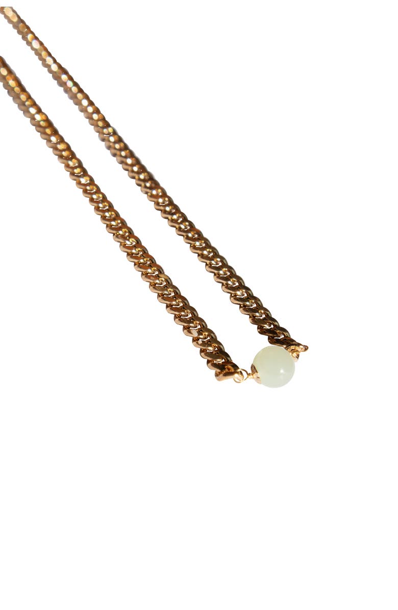 seree Charlotte Green jade gold chain necklace, Alternate, color, Gold